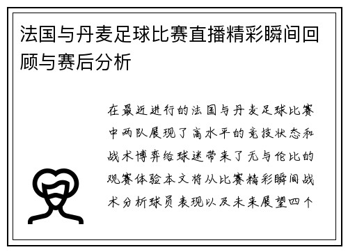 法国与丹麦足球比赛直播精彩瞬间回顾与赛后分析